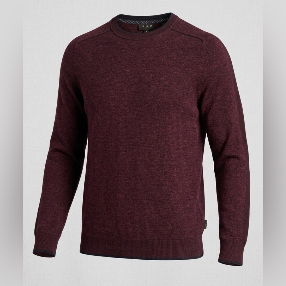 Ted Baker Sweater Size 3 Medium Plum Burgundy Marl Wool Blend Academia Luxe